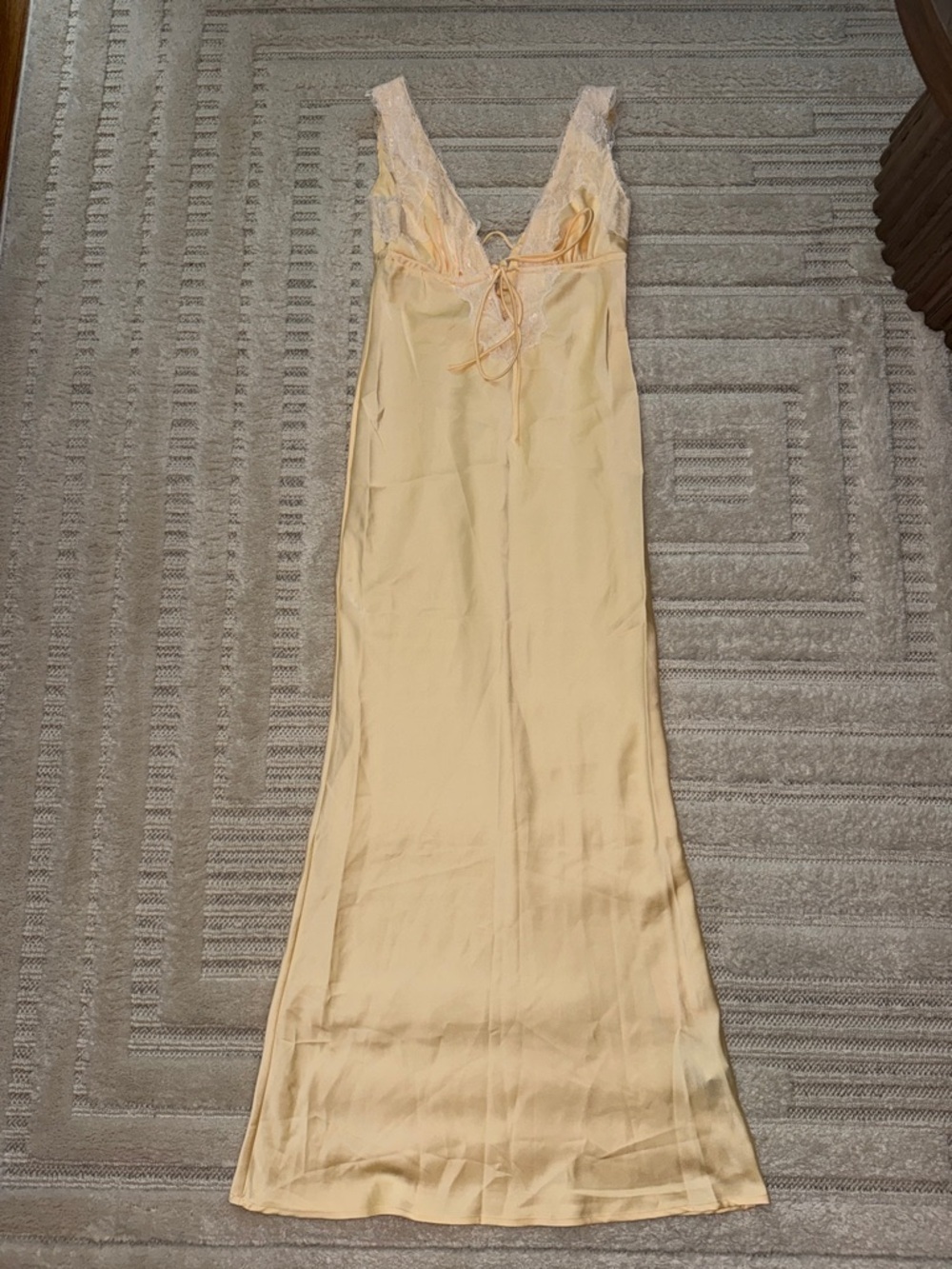 SHEIN Pale Yellow Lace-Trim Slip Dress